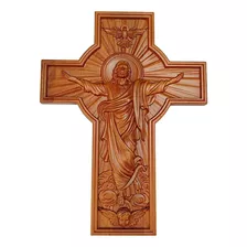 Crucifijo Jesús Pared De Madera Cruz Arte De La 35x27x2,5cm