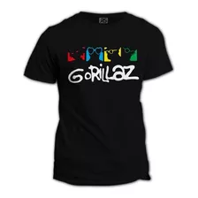  Playera Gorillaz Cuello Redondo Negra 