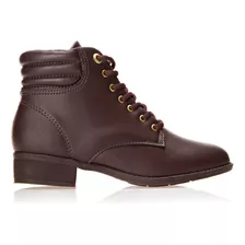 Bota Cano Curto Salto Robusto Feminina Modare Cor Cafe 987 Desenho Do Tecido Liso Tamanho 35