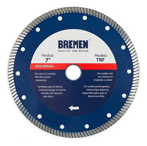 Disco De Corte Diamantado Bremen Trf 180mm 7 PuLG Porcelanato Cod. 6376 Dgm Azul, Plateado