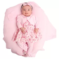 Saída Maternidade Conjunto Menina Bebê Luxo Cecília Floral