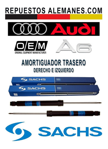 Amortiguador Trasero Audi A6 2011-2018 Gas Par Sachs Germany Foto 3