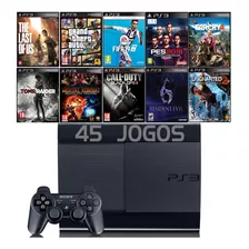 Playstation 3 Ps3 Super Slim + 45 Jogos + Fifa 19 + Gta5