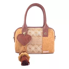 Bolsa De Piel Grabada Con Aplicación De Yute Bolso Para Dama Color Beige Diseño De La Tela Alix Yute