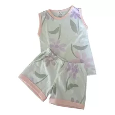 Pijama Infantil Bebê (menina) Shorts + Regata 100% Algodão