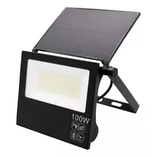 Refletor Solar Led 100w Placa Prova Dágua Dobrável Ajustável Carcaça Preto Luz Branco-frio