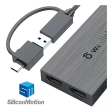 Hub Adaptador Usb 3 / Usb-c Para Duplo 2x Hdmi P/ Win E Mac