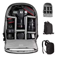 Mochila Negra Para Cámara Dslr/slr Y Bolsillo Para Portátil