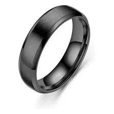 Anel Masculino Feminino Aço Titanium Preto Inoxidável 6mm