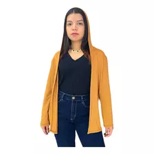 Casaco De Malha C/capuz Cardigan Casaquinho Feminino De Frio