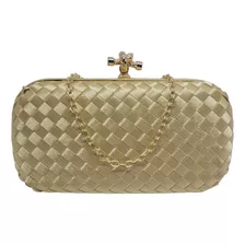 Bolsa De Festa Clutch Cetim Trançada Luxuosa E Elegante