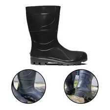 Bota Pvc Cano Alto Médio Galocha Sem Forro Preta Limpeza