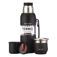 Set Termo 1lt + Mate Acero Flap. Bombilla Regalo. 