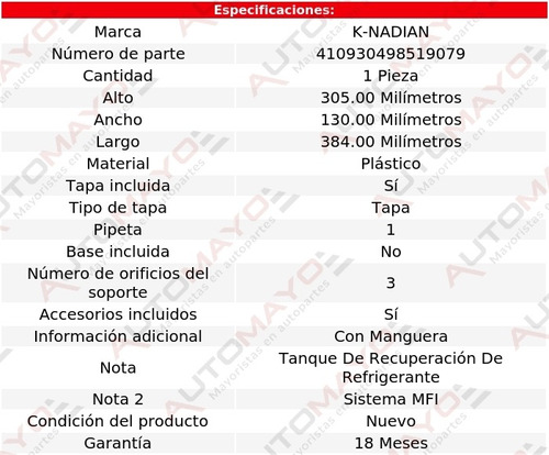 Deposito Anticongelante K-nadian Infiniti Qx4 V6 3.3l 97-00 Foto 3