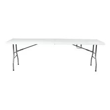 Mesa Plegable 240cm Portatil Portafolio Fiesta Jardin Hogar Color Blanco