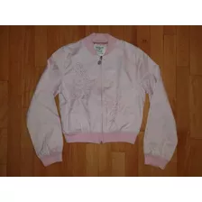 Campera Bomber Mujer Rosa Labrada Con Canutillos Kosiuko M