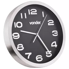 Relógio De Parede Alumínio Escovado E Vidro 36cm Vonder