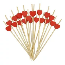 Espetinho Picks Palito De Bambu De Coração 12cm 500un