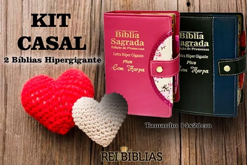Kit Casal - 2 Bíblias Hipergigante Botão - C/ Harpa