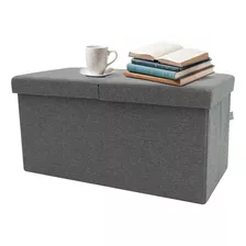 Puff Silla Cubo Organizador Con Cajón Almacenador 38*76*38cm Color Gris