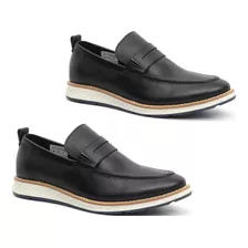 2 Pares Mocassim Clássico Casual Couro Premium Elástico Leve