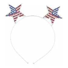 Diademas - Lux Accessories Silvertone Stars Red Blue America