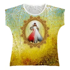 Camiseta Blusa Bata Feminina Jesus Misericordioso Bta022