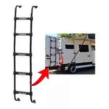 Escada Para Van Motorhome Trailer Preta 5 Degraus 1800mm