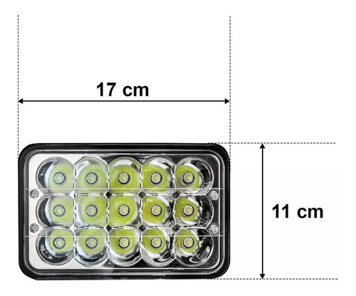 Par Faros 15 Led 4x6 Rectangular Alta-baja En Forma De T Foto 5