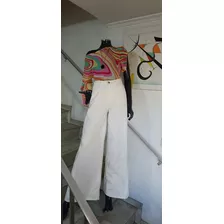 Calça Branca Off White Pantalona Estilo Vintage 