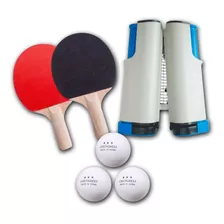 Tênis De Mesa Ping Pong Rede Retrátil 3 Bolinhas 2 Raquetes