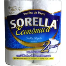 Toalha Papel Sorella Folha Dupla Com 2 Rolos Com 55 Toalhas