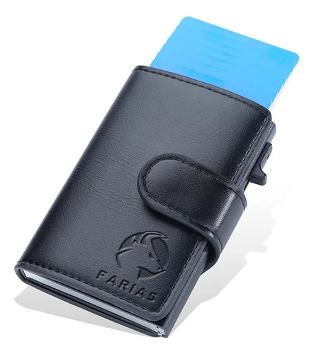 Cartera De Hombre Con Tarjetero De Aluminio Protección Rfid Gris Oscuro