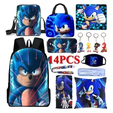 Super Sonic The Hedgehog 14 Piezas Mochila Para Adolescentes