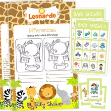 Juegos Baby Shower Animalitos Safari Personalizado Imprimibl