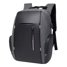 Mochila Anti Furto Roubo Usb Reforçada Notebook Laptop Cor Preto Com Cinza