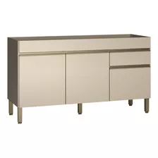 Balcão Gabinete Para Pia Sem Tampo 150cm Lina K02 Vanilla Cor Marrom