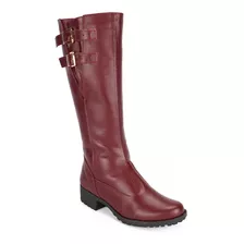 Bota Montaria Plus Size Couro Legitimo Cano Largo Regulagem