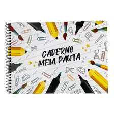 Caderno Meia Pauta Espiral Capa Dura Horizontal 96 Folhas