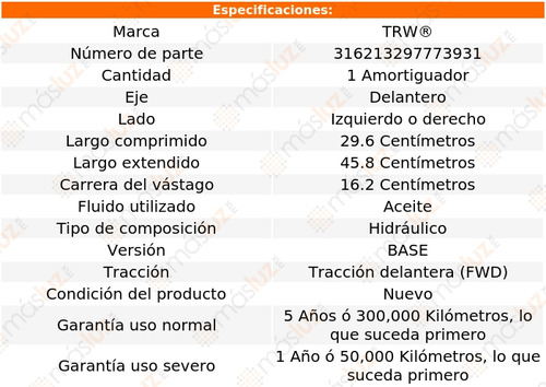 1- Amortiguador Hidrulico Delantero Izq/der Samurai 84 Trw Foto 2