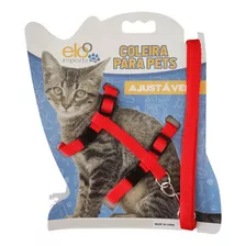 Coleira Peitoral Para Gatos Com Guia - Vermelho