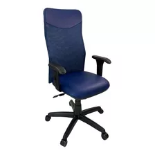 Cadeira Presidente Netuno Tela Com Braço Regulável Azul