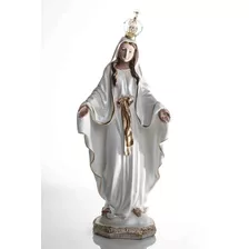 Nossa Senhora Das Graças 40cm Perolizada Com Coroa De Metal