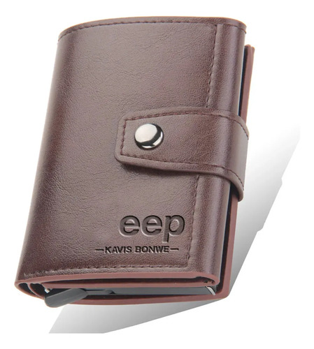 Cartera De Cuero Con Tarjetero Para Hombre Proteccion Rfid Marrón Liso