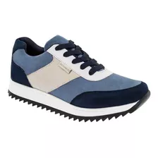 Tenis Mujer Moramora 322 Azul Beige 090-818