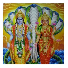 Pôster Gravura Papel Divindade Hindu Vishnu Lakshmi Gg3