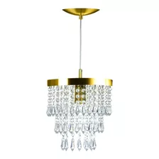 Lustre Pendente Cristal Acrílico Manucrillic Dourado Gold 110v/220v