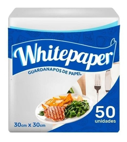 Guardanapo Papel 30x30cm Branco Folha Simples 50 Un