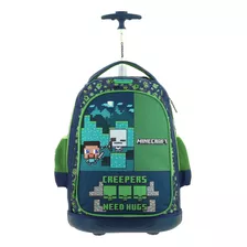 Mochila Escolar Chenson Minecraft Con Carro, Mc65900-9 Color Azul