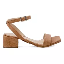 Sandalias De Cuero Taco Cuadrado 5 Cm Livianas Verano Mujer